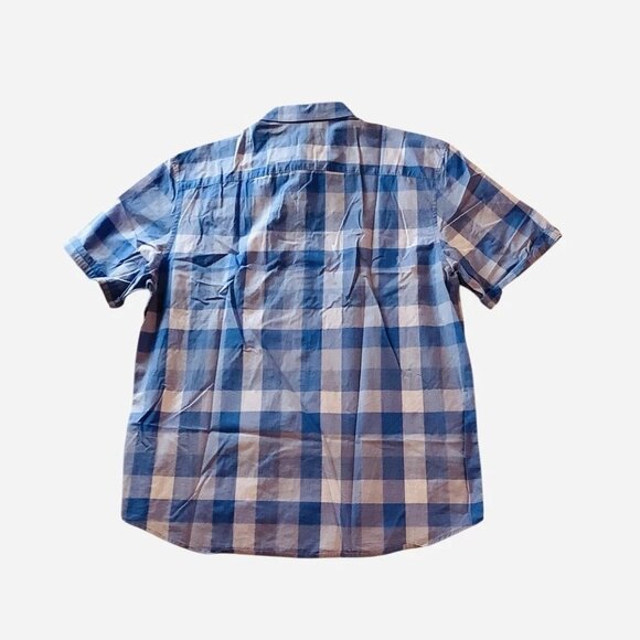 Calvin Klein Blue Plaid Short Sleeve Button Up Shirt Size Large - Picture 2 of 7